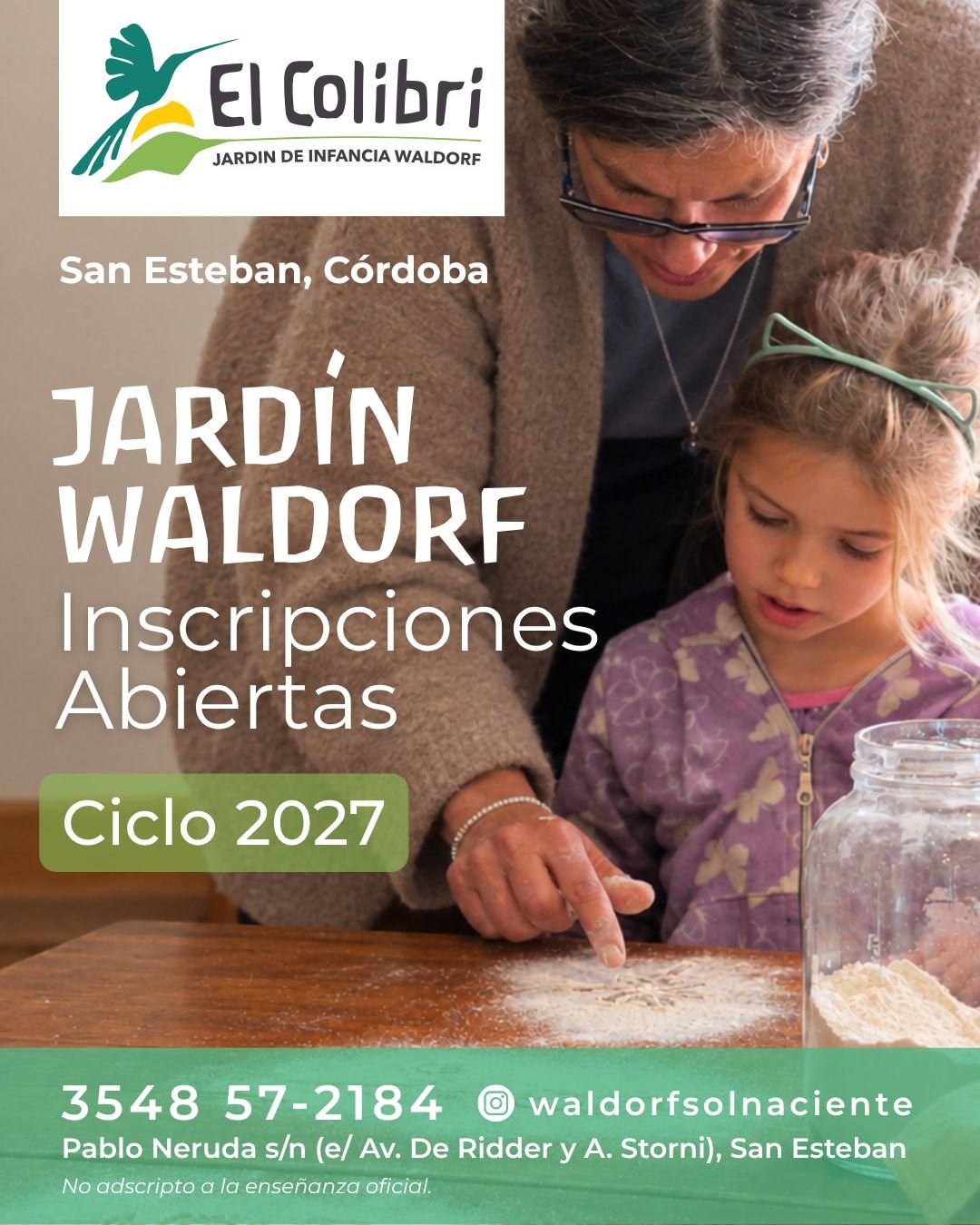 Inscripciones 2027 Jardín Waldorf - cocinando con harina